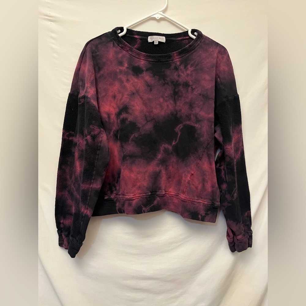 Michael Stars Los Angeles Women's Tie-Dye Sweatshirt Top  - Black and Red Med